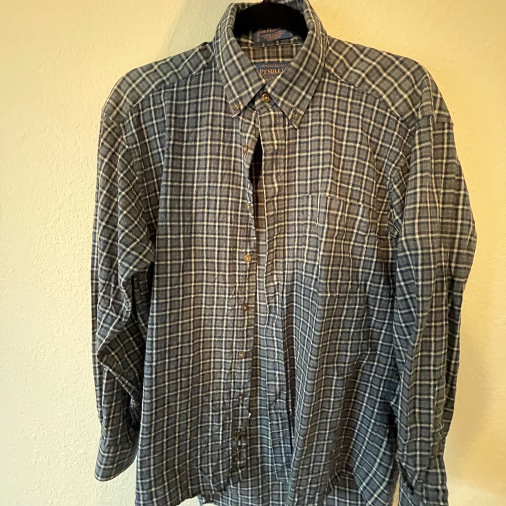 Pendleton Blue and Gray Plaid Casual Shirt